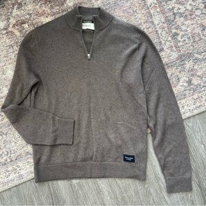 Men's Abercrombie & Fitch Brown Half-Zip Sweater